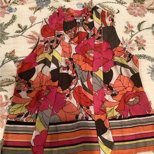 Floral Sleeveless Top - Pink and Orange 2X